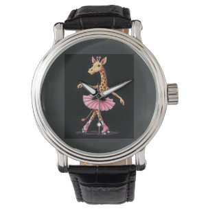 Giraff på rullskridskor i rosa tutu tanktop armbandsur