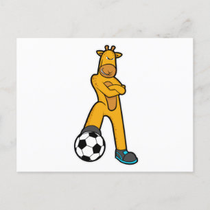 Giraff på sport med fotboll vykort