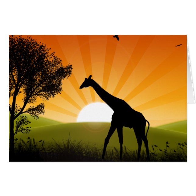 Giraff på vägen hälsningskort (Framsidan Horizontal)