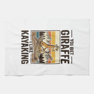 Giraff paddling vintage rolig t-shirt design_1 kökshandduk
