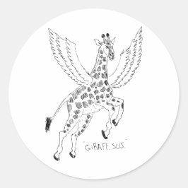 Giraff + pegasus = Giraffsus Runt Klistermärke