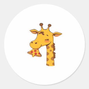 Giraff pizza mat hamburger söt glad födelsedag g runt klistermärke