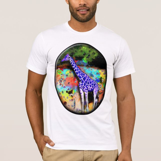 Giraff purpurfärgad Psychedelic T T-shirt (Framsida)