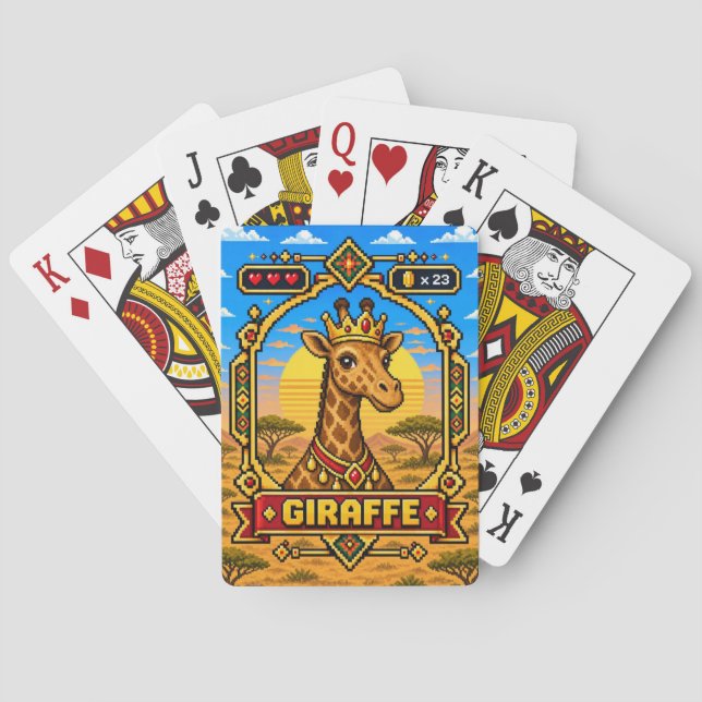 Giraff Retro 8-Bit Pixel Art Casinokort (Baksidan)