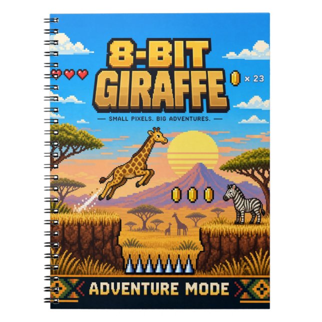 Giraff, Retro 8-Bit Pixelkonst Anteckningsbok (Framsidan)