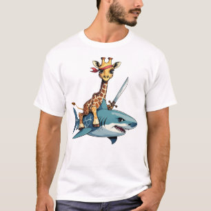 Giraff Ridande på en Haj med ett Svärd – Surrealis T Shirt