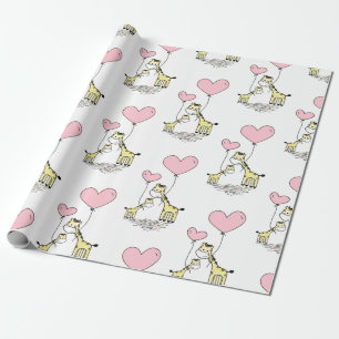 Giraff Rosa Ballong Mama Baby Shower Flicka Presentpapper