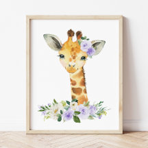 Giraff, Safari, Lila Blommor, Könsneutral