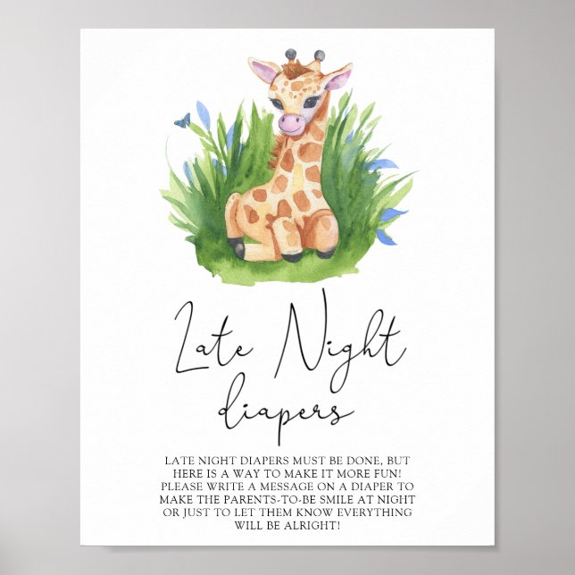 Giraff \ Sen kväll blöjor spel Poster (Framsidan)