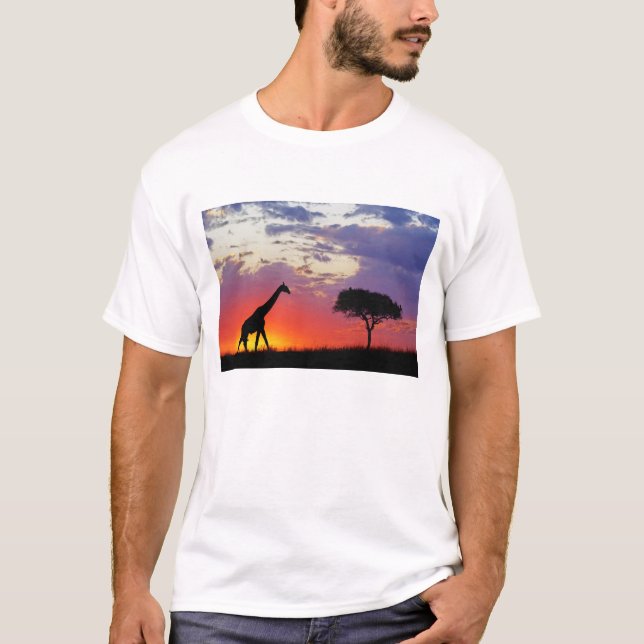 Giraff siluett vid soluppgång, Giraffa T Shirt (Framsida)