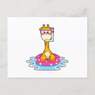 Giraff simmar med snorkel vykort