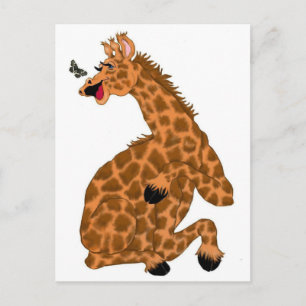 Giraff skratt vykort