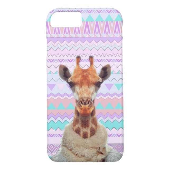 Giraff som är rolig med pastellfärgat Aztec stam- Case-Mate iPhone Skal (Baksida)