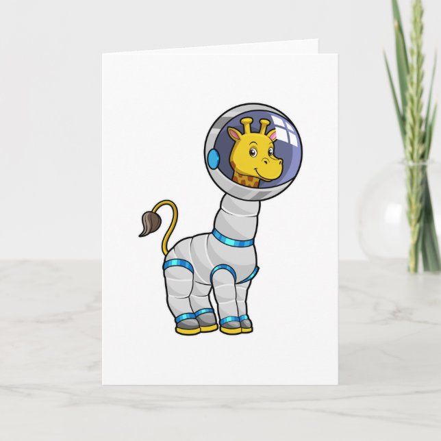 Giraff som astronaut i glassfär kort (Framsida)