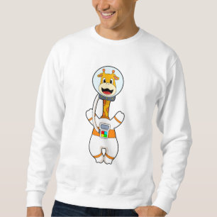 Giraff som astronaut i kostym lång ärmad tröja