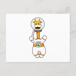 Giraff som astronaut i kostym vykort