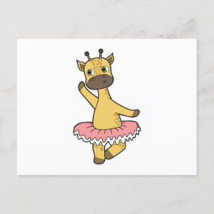 Giraff som ballerina på balett med kjol vykort