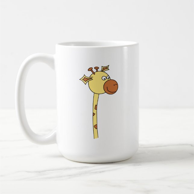 Giraff som från sidan tittar. Cartoon. Kaffemugg (Vänster)