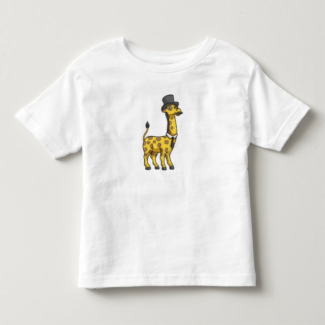 Giraff som gentleman med hatt, slips och mustasch t shirt (Framsida)
