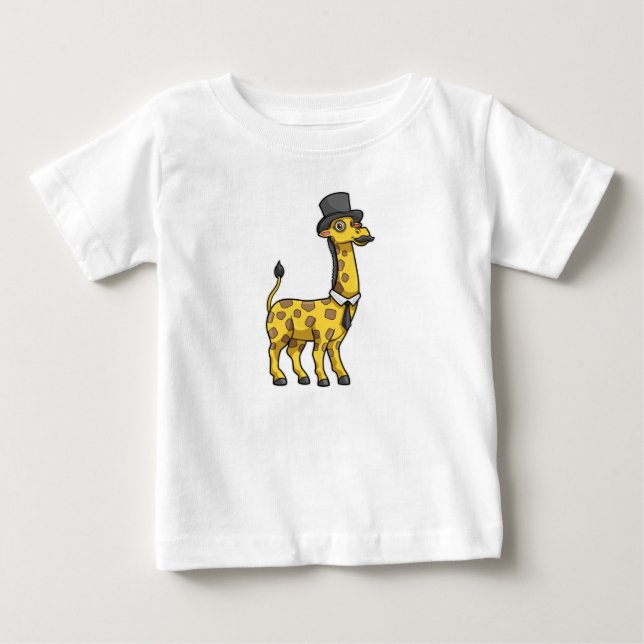 Giraff som gentleman med hatt, slips och mustasch t shirt (Framsida)