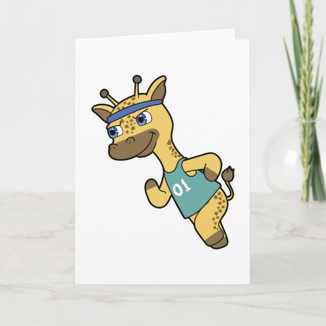 Giraff som joggare på löpning med huvudband kort (Framsida)
