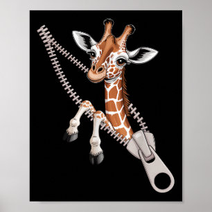 Giraff som kommer ut ur en dragkedja Rolig kostym Poster
