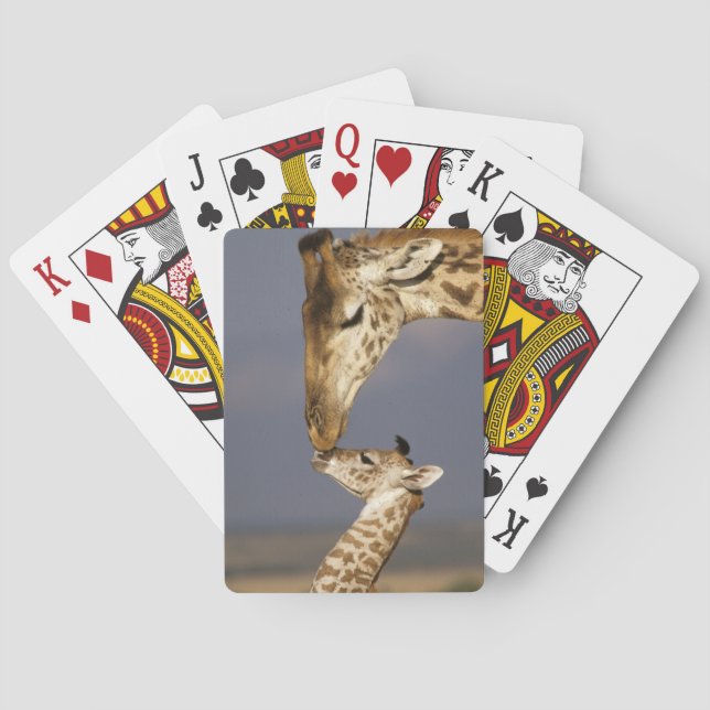 Giraff som kysser baby giraff casinokort (Baksidan)
