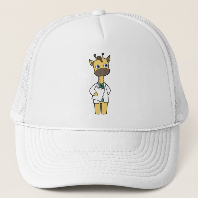 Giraff som läkare med anteckningsblock keps (Framsida)
