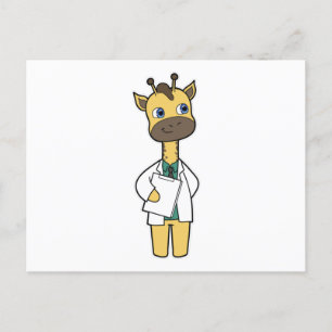 Giraff som läkare med anteckningsblock vykort