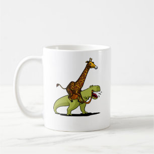 Giraff som rider roliga djur för T-Rex Dinosaur Kaffemugg