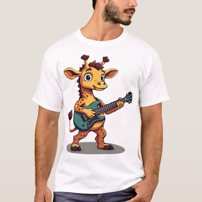 Giraff som rockar med gitarr Classic T-Shirt (Framsida)