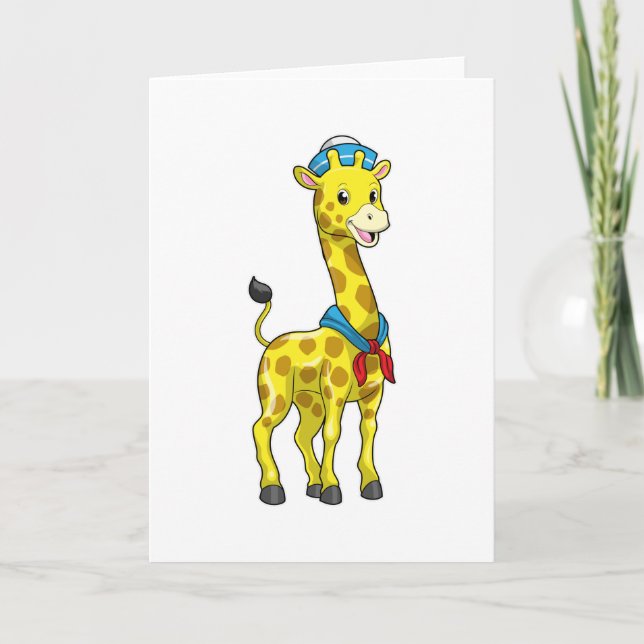 Giraff som sjöman med sjömanhatt kort (Framsida)