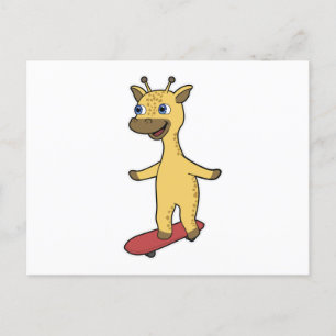 Giraff som Skater med Skateboard Vykort