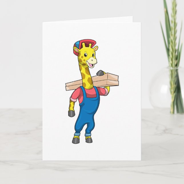 Giraff som snickare med trä kort (Framsida)