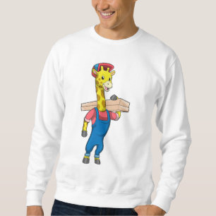 Giraff som snickare med trä lång ärmad tröja