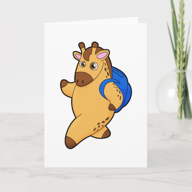 Giraff som student med ryggsäck kort (Framsida)