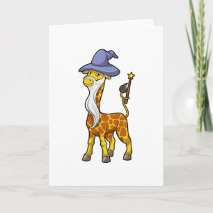 Giraff som trollkarl med trollstav & hatt kort