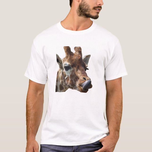 Giraff som ut klibbar dess tunga t-shirt (Framsida)