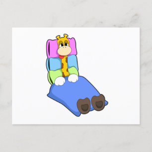 Giraff sover med filt och kudde vykort