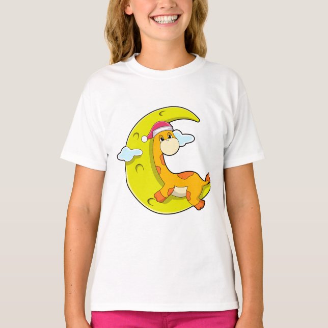 Giraff sover med månen t shirt (Framsida)