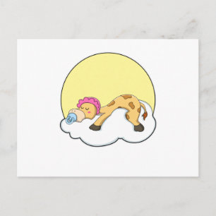 Giraff sover med moln & sol vykort