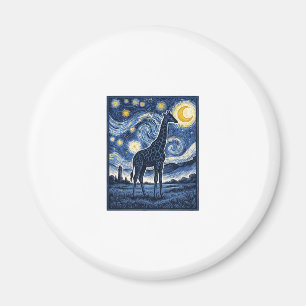 Giraff Stjärnklart Natt Vintage Magnet
