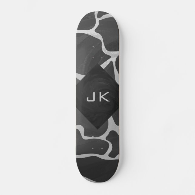 Giraff Svart och Ljusgrått Monogram Old School Skateboard Bräda 18 Cm (Framsida)