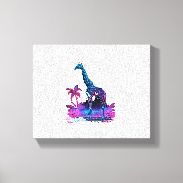 Giraff Synthwave Vaporwave Konst   Canvastryck (Framsida)