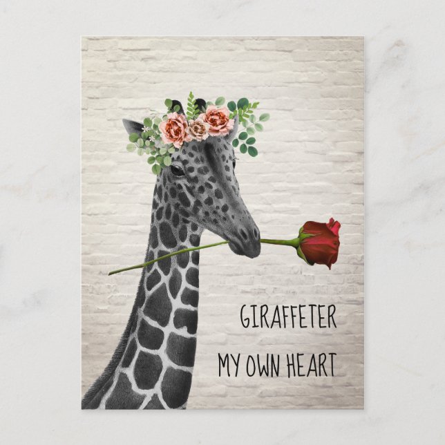 Giraff ter Mitt Eget Hjärta Boho Giraff Alla Hjärt Helg Vykort (Framsida)