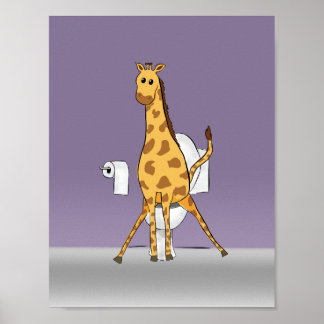 Giraff Toalett Badrum Väggkonst Tryck