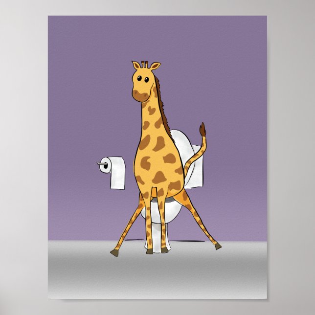 Giraff Toalett Badrum Väggkonst Tryck (Framsidan)