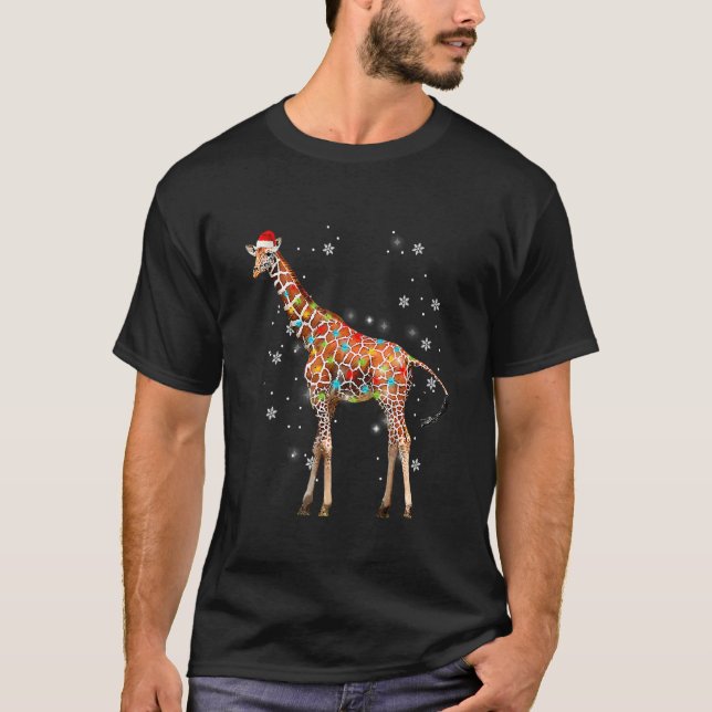 Giraff Träd Ljus Jul Tröja Xmas Djur   (Framsida)