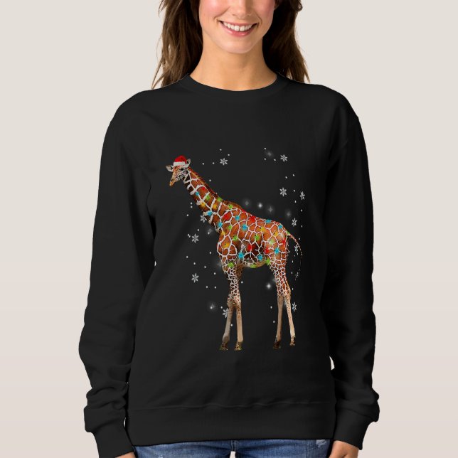 Giraff Träd Ljus Jul Tröja Xmas Djur   (Framsida)