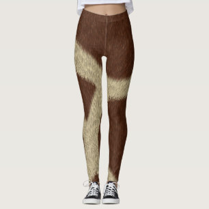 Giraff tryckt legging i konstpäls